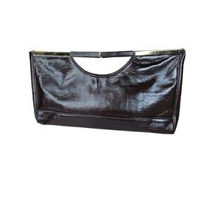 1960s Burgundy Wine Leather Rectangle Top Handle Hand Bag Purse Snap Closure